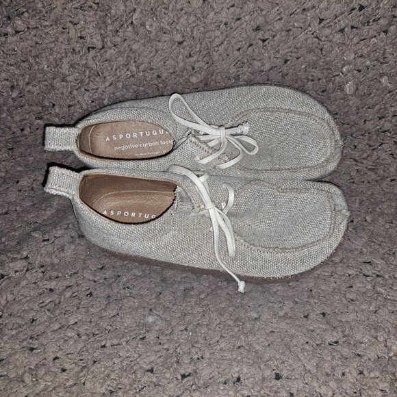 ASPORTUGUESAS-Beige Hemp Fabric Lace Up Loafers-Sz 37-Excellent - Picture 7 of 8